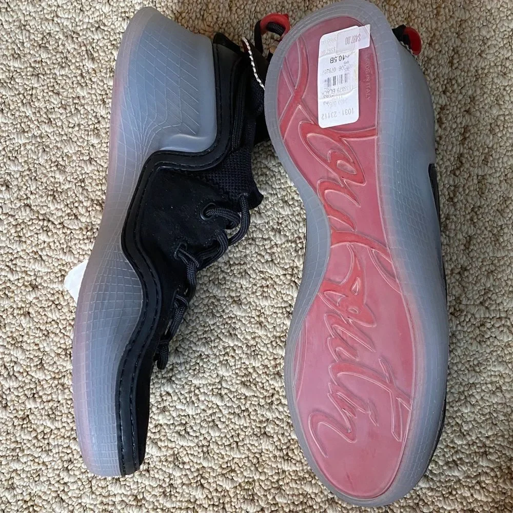 Christian Louboutin Black and Gray Sneakers with Red Accents